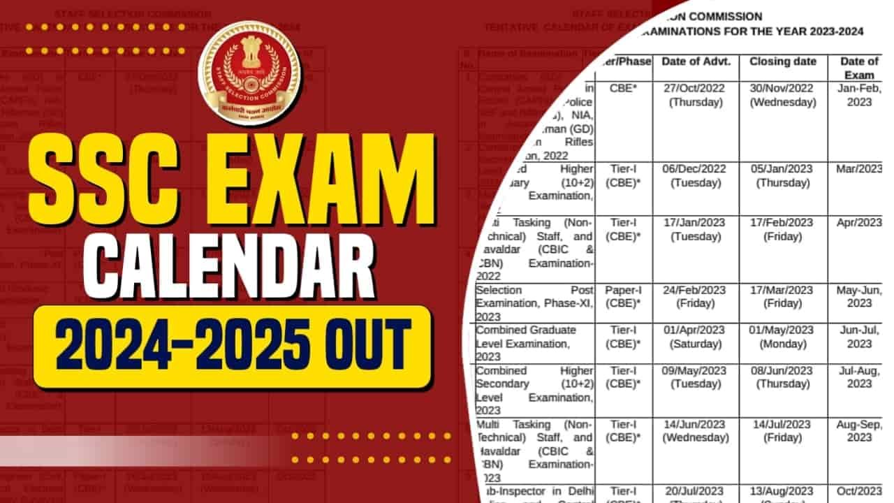 SSC Calendar 2024 Out, New Exam Schedule